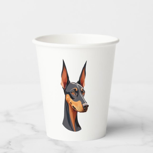 Gobelets En Papier Doberman de l'oreille naturelle (Recto)