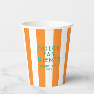 Gobelets En Papier Dolce Far Niente Cinque Terra Orange Cabana Stripe