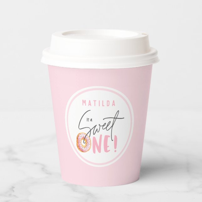 Gobelets En Papier Donut sucré un 1er anniversaire fête (Recto)