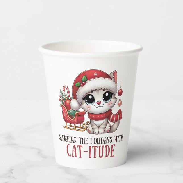 Gobelets En Papier Dormir les fêtes avec Catitude (Recto)