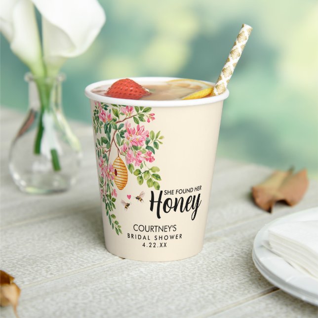 Gobelets En Papier Douaire d'aquarelle Elle a trouvé son miel  (Insitu)