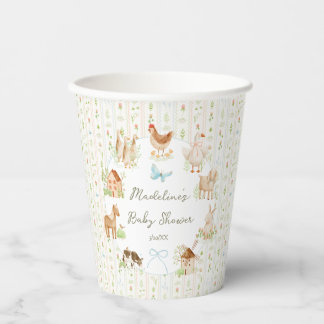 Gobelets En Papier Douce Baby Shower de Ferme Grandmillénaire Peinte 