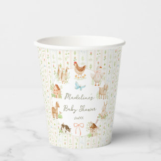 Gobelets En Papier Douce Baby Shower de Ferme Grandmillénaire Peinte 