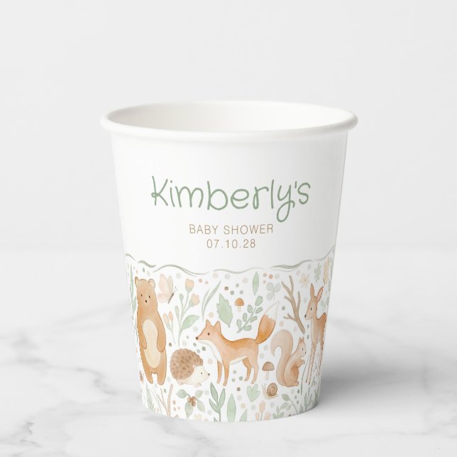 Gobelets En Papier Douce Fête de Bébé Thème Animaux de la Forêt Mixte (Verso)