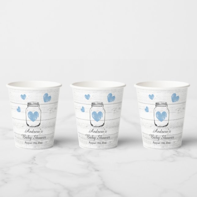 Gobelets En Papier Douce fête de douche de bébé garçon en bois rustiq (Multi)