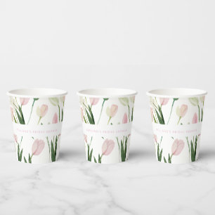 Gobelets En Papier Douce Fête de Mariage aux Tulipes Roses