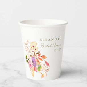 Gobelets En Papier Douce Fête Petite Fille Florale Aquarelle Colorée