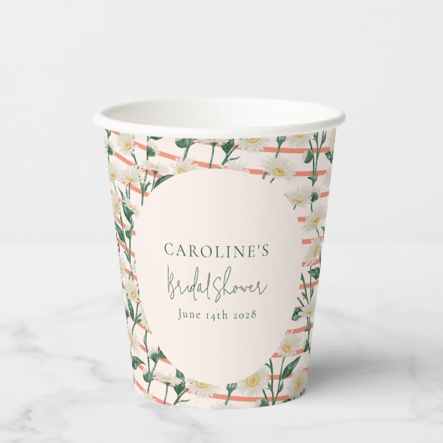 Gobelets En Papier Douce Mariage Fleurs Rétro Vert Personnalisé (Recto)