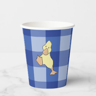 Gobelets En Papier Douce petite caneton shower bébé en vichy bleu