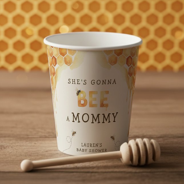 Gobelets En Papier Douce Ruche d'Abeille à Miel Lavis Bébé Shower (Honey Bee Honeycomb Watercolor Baby Shower Paper Cups
)