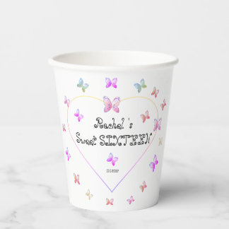 Gobelets En Papier Douces Papillons Cœur Rose Sweet 16 Anniversaire 