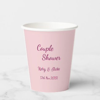 Gobelets En Papier douche de couple rose violet pastel mariage nom da
