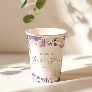 Gobelets En Papier Douche nuptiale lilas lavande minimaliste