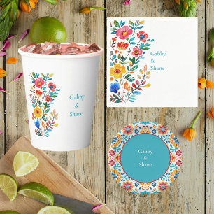Gobelets En Papier Douche personnalisée Floral Couples Mexicains