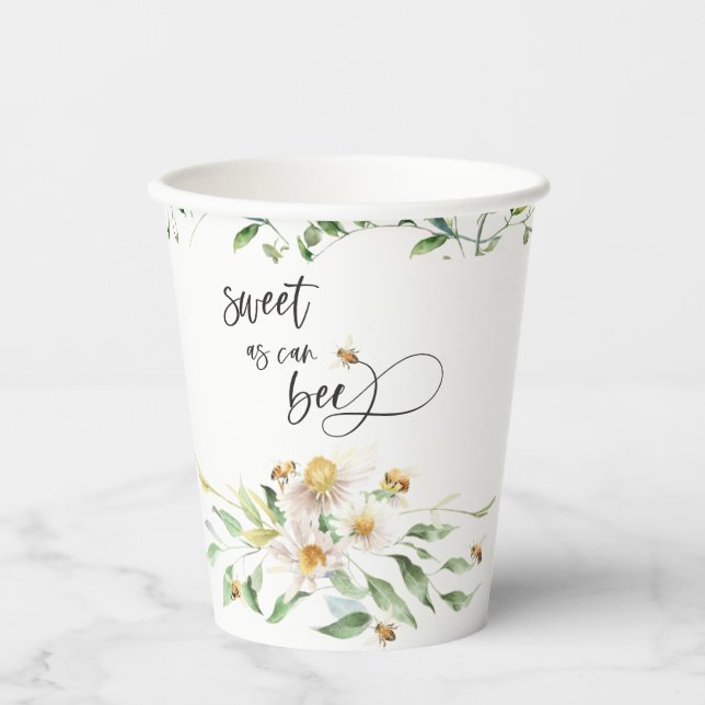 Gobelets En Papier Doux comme peut Bee Aquarelle Floral (Recto)