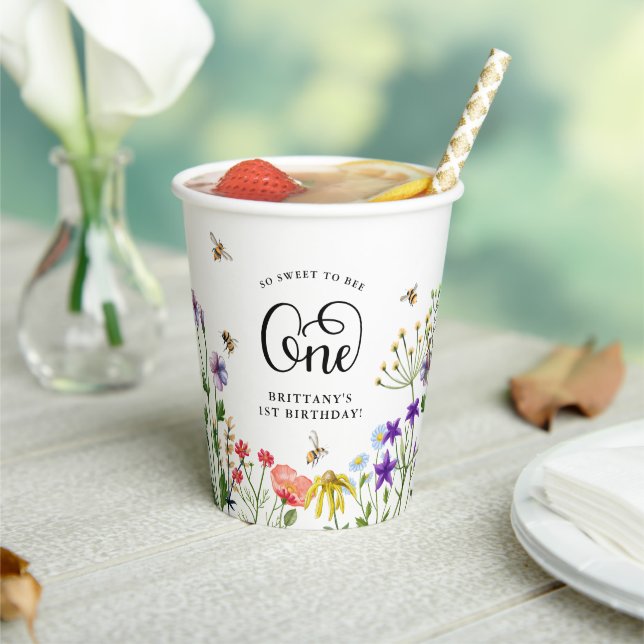 Gobelets En Papier 'Doux comme une Abeille' Fête des 1 an de Fleur Sa (Insitu)