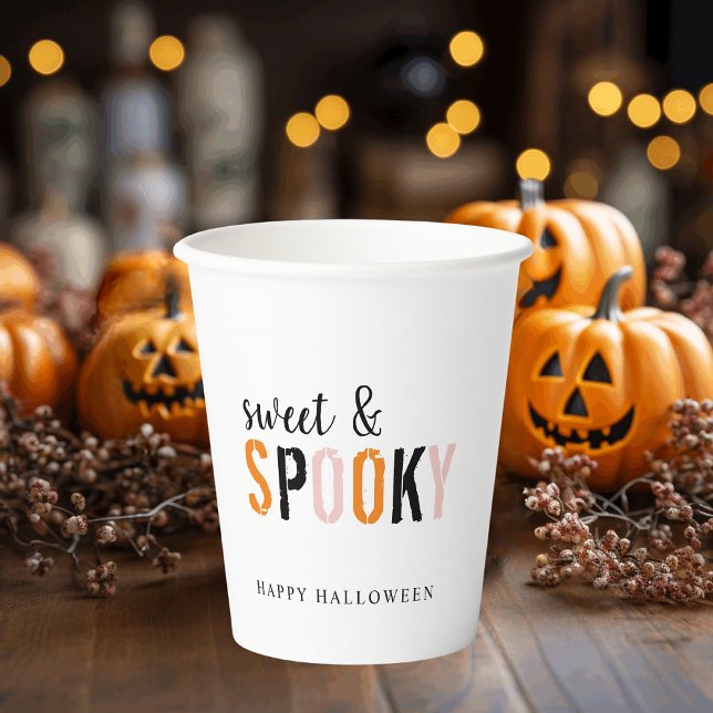 Gobelets En Papier Doux Et Éffrayant Coloré | Bonne Halloween (Créateur téléchargé)