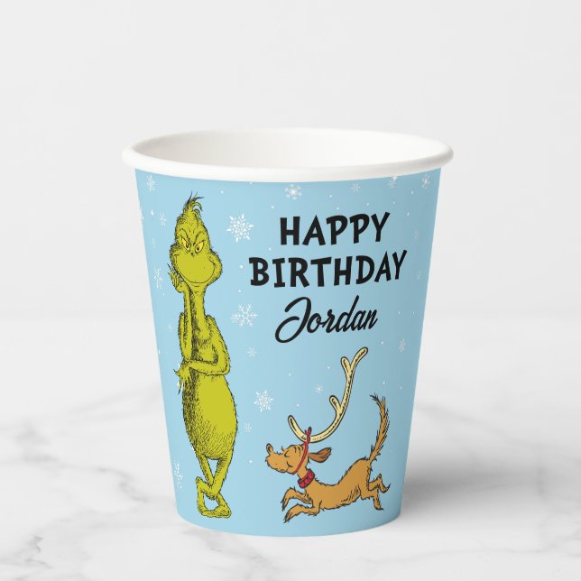 Gobelets En Papier Dr. Seuss | Grinch Hiver Anniversaire (Recto)
