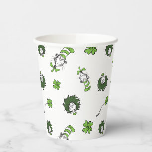 Gobelets En Papier Dr. Seuss   Motif Trèfle Chat Chapeauté