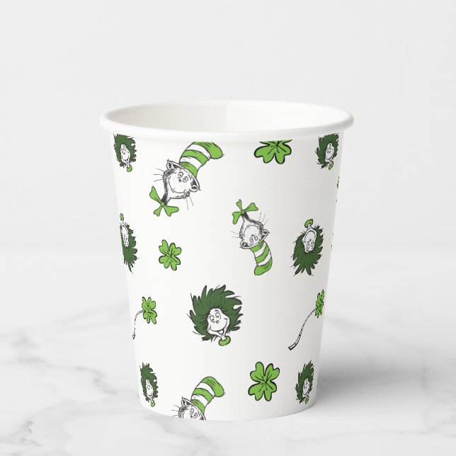 Gobelets En Papier Dr. Seuss | Motif Trèfle Chat Chapeauté (Gauche)