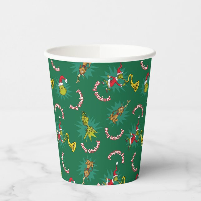 Gobelets En Papier Dr Seuss | The Grinch | Merry Grinchmas Motif (Gauche)