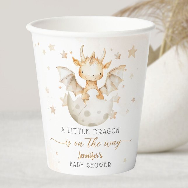 Gobelets En Papier Dragon Baby shower Cute Boho (Créateur téléchargé)