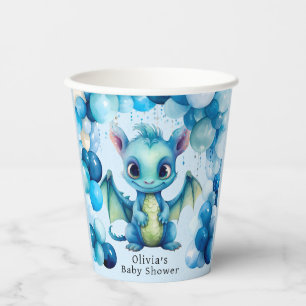 Gobelets En Papier Dragon mignon avec Ballons Bleus Baby shower garço