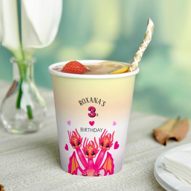 Gobelets En Papier Dragon rose (Créateur téléchargé)
