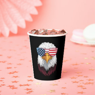 Gobelets En Papier Drapeau Américain Aigle Patriotique 4 Juillet