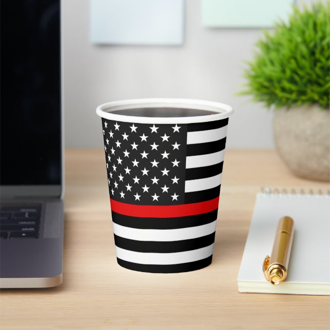 Gobelets en papier drapeau américain Thin Red Line (Insitu)