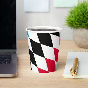 Gobelets En Papier Drapeau bavarois diamant noir rouge jaune bleu mot