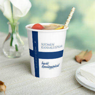 Gobelets En Papier Drapeau de la fête nationale finlandaise