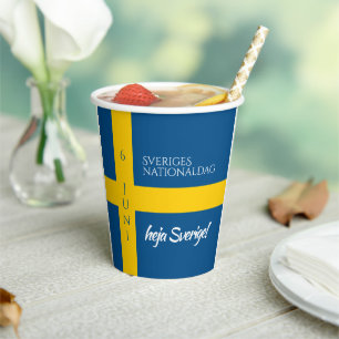 Gobelets En Papier Drapeau de la fête nationale suédoise Sveriges