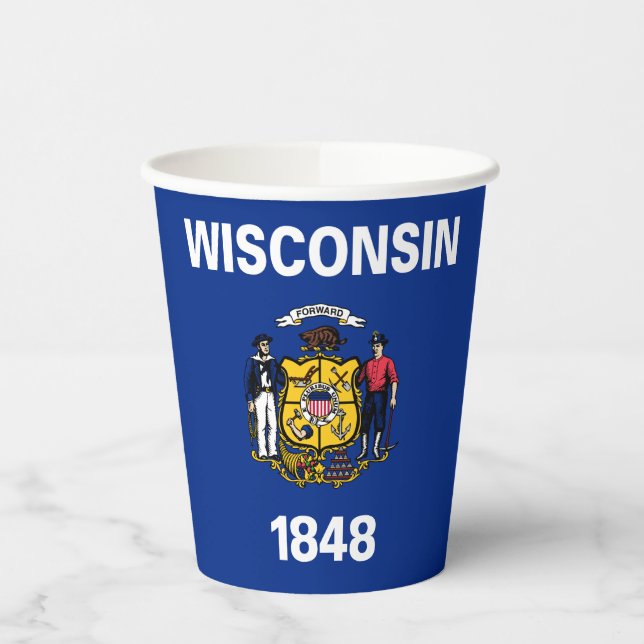 Gobelets En Papier Drapeau de l'État du Wisconsin (Gauche)