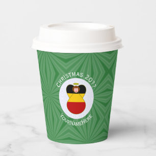Gobelets En Papier Drapeau de Noël d'ange allemand personnalisé