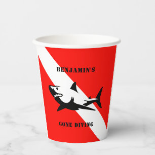 Gobelets En Papier Drapeau de plongée et requin personnalisés