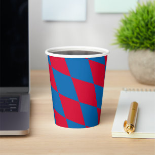 Gobelets En Papier Drapeau diamant Bavière bleu et rouge Motif