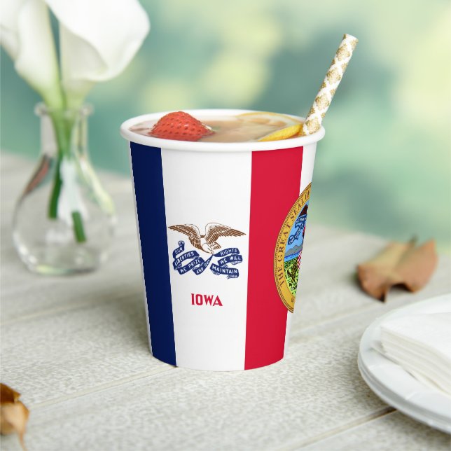 Gobelets En Papier Drapeau et sceau de l'Iowa, Drapeau de l'Iowa (Insitu)