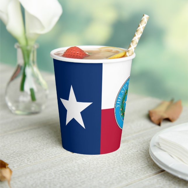 Gobelets En Papier Drapeau et sceau du Texas, Drapeau du Texas (Insitu)