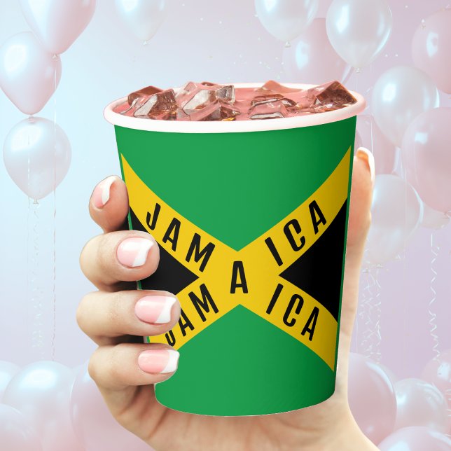 Gobelets En Papier Drapeau jamaïcain noir et or vert (Jamaica Green Black & Gold Jamaican Flag Paper Cups)