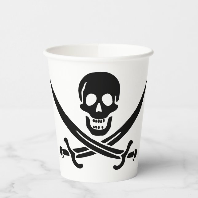 Gobelets En Papier Drapeau pirate crâne épées croisées (Gauche)
