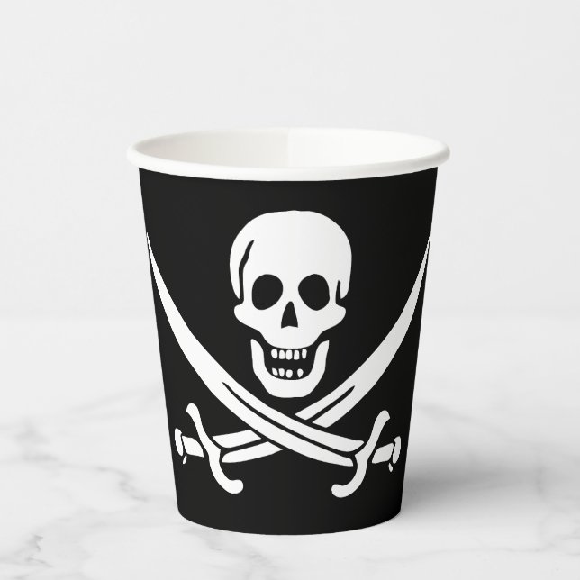 Gobelets En Papier Drapeau pirate crâne épées croisées (Gauche)
