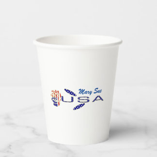 Gobelets En Papier Drapeau USA Rose sur le côté Bleu Fête Personnalis