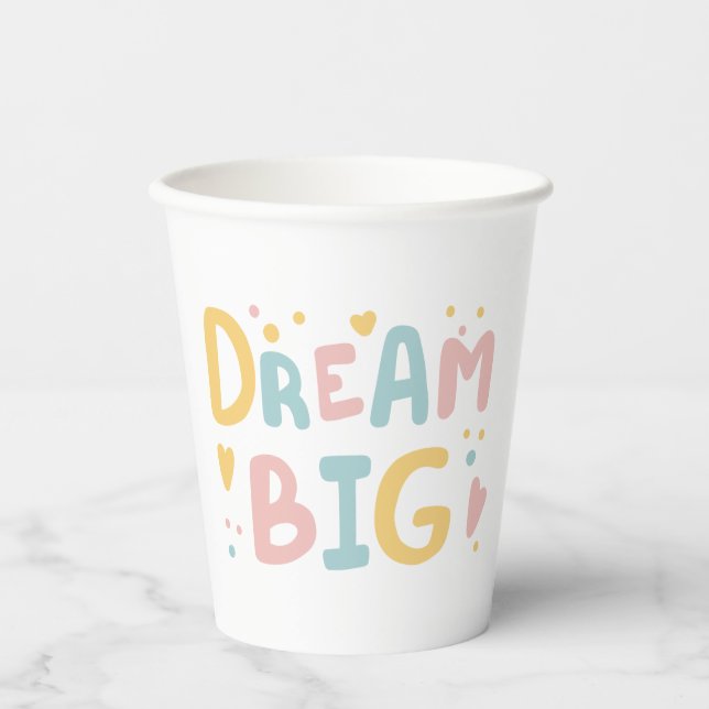 Gobelets En Papier Dream Big Pastel Hearts (Recto)