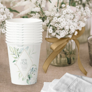 Gobelets En Papier Dreamy Greenery Mariage Green/Blue ID817