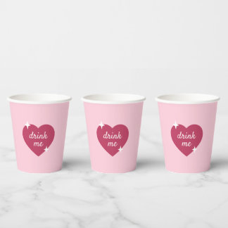 Gobelets En Papier Drink Me Pink Retro Galentines Day Party 