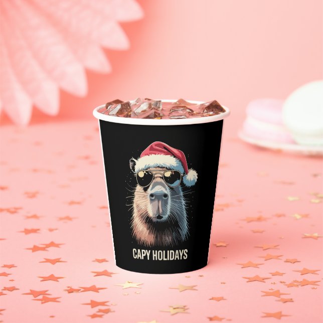 Gobelets En Papier Drôle de Noël Capy Vacances Xmas Capybara  (Insitu)