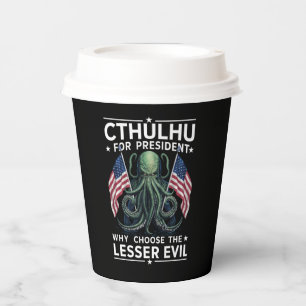 Gobelets En Papier Drôle d'élection 2024 Cthulhu pour président