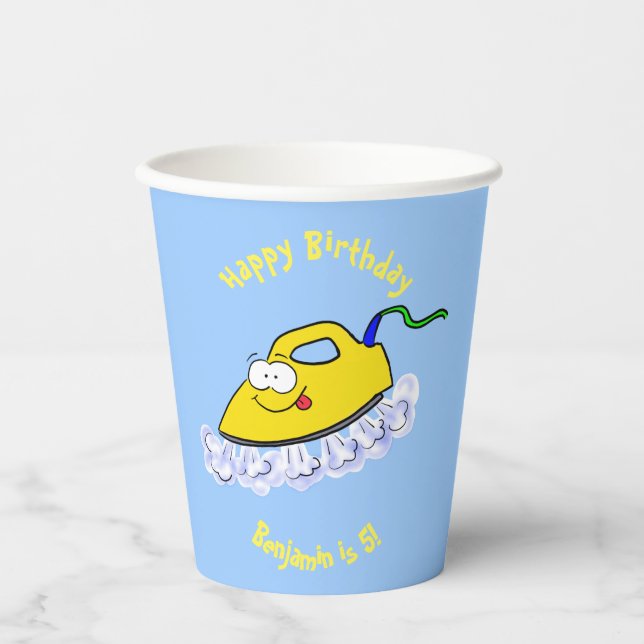Gobelets En Papier Drôle dessin animé linge de fer (Recto)