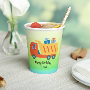Gobelets En Papier Drôle dinosaure cadeau camion fête d'anniversaire